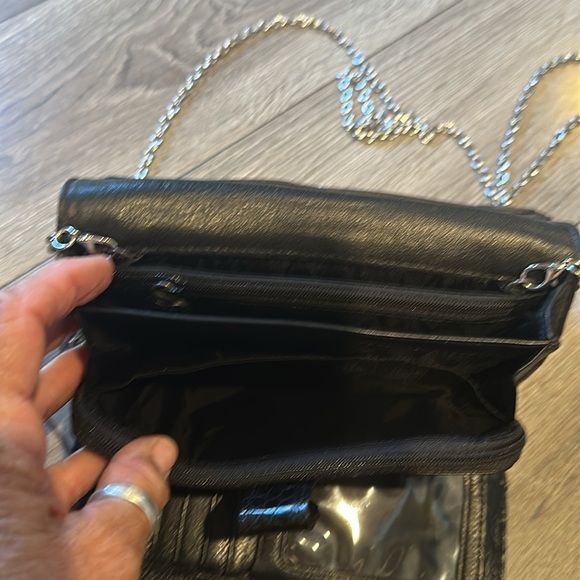 Brighton black leather wallet crossbody with silver hardware. - Picture 9 of 13